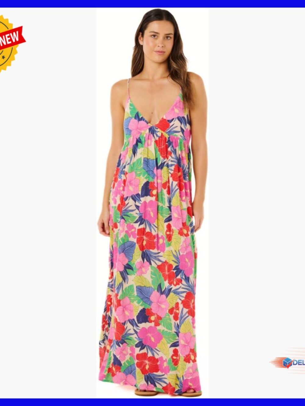 Eco-Friendly Maxi Dress, Viscose Cotton Blend, Flowy Casual Beach Wear